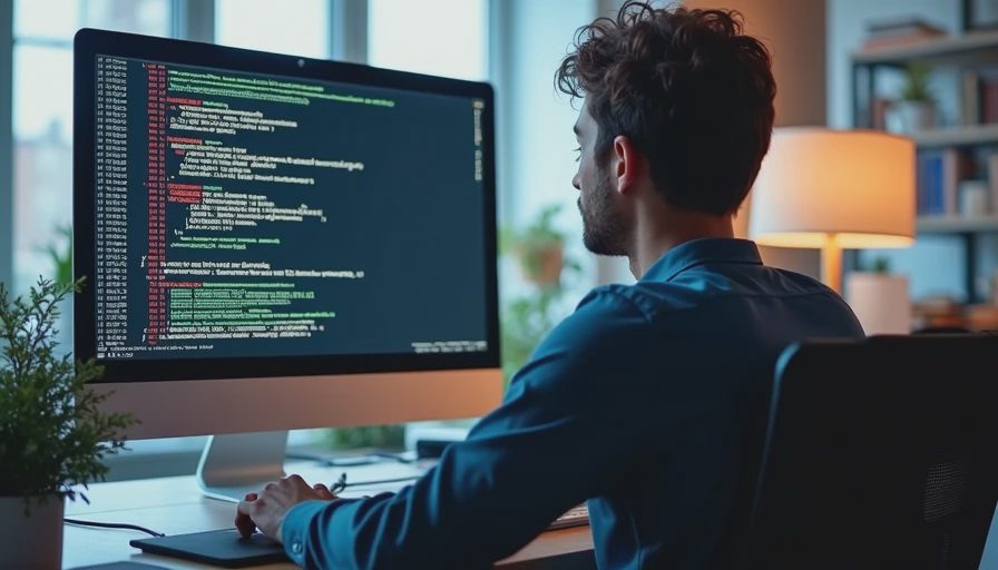 A documentary photo of a developer reviewing terminal retry logs and error handling output on a computer screen.
